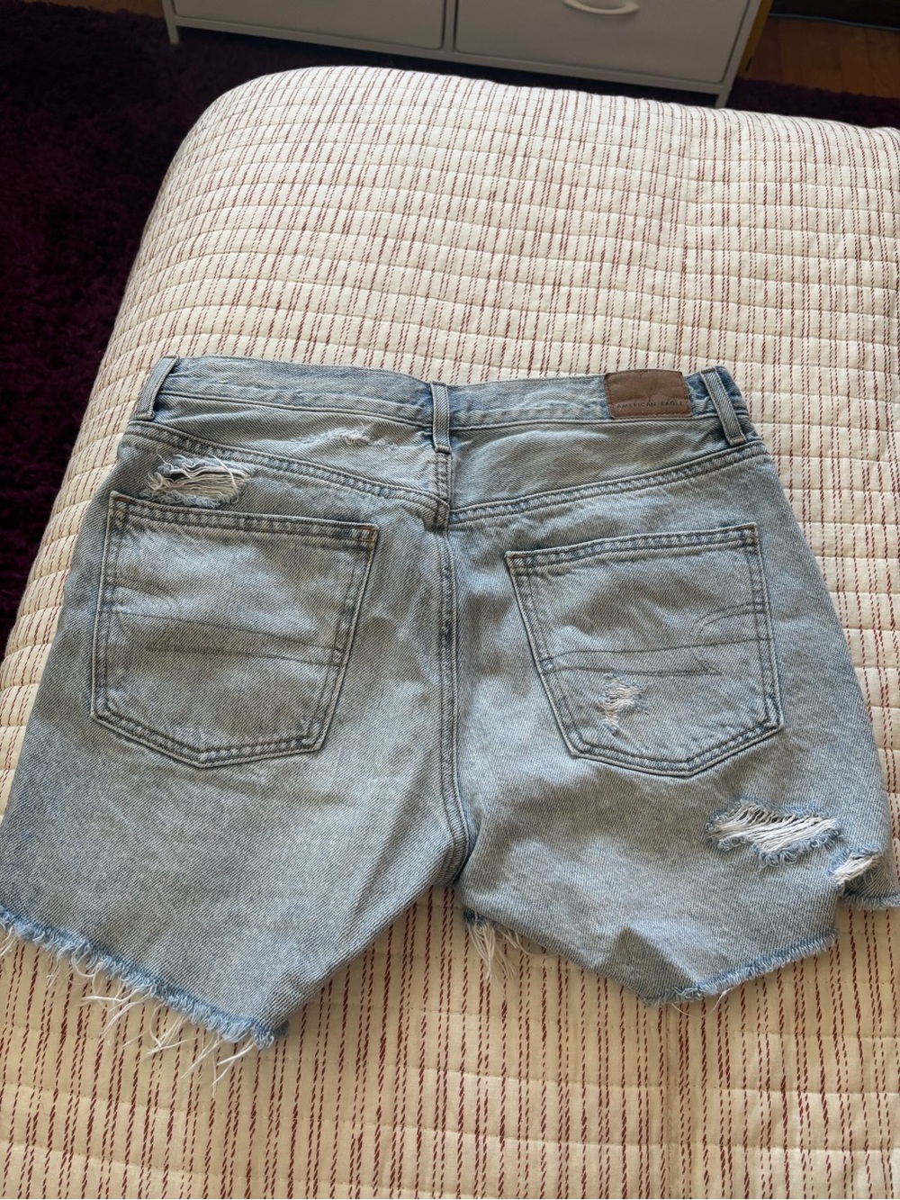 American Eagle Outfitters Light Blue Distressed Denim Jean Shorts